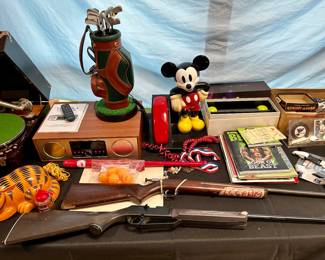 Mickey & Garfield vtg phones & BB guns 