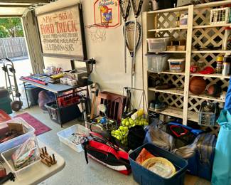 Lots of sports equipment & tools 