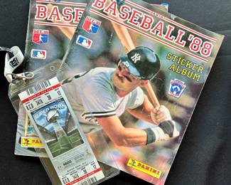 Super Bowl 45 Ticket & Vintage 80’s Baseball sticker albums 