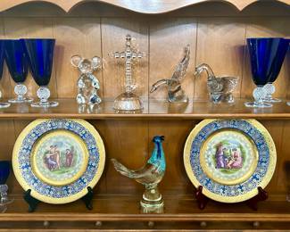 Morgantown glasses, Murano glass & decorative plates 