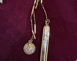 Vintage Masonic Pendant with chain and knife attached
