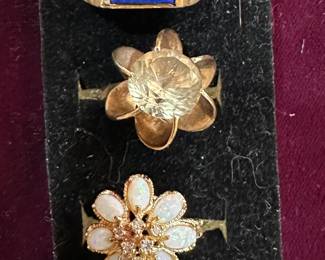 14K Gold Rings (Lapis, Opal)