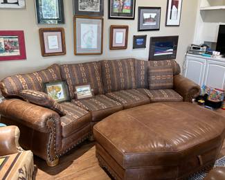 Leaver Conversation Sofa & Leather Storage Ottoman