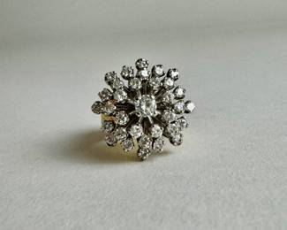 14k gold ring with diamond cluster ring