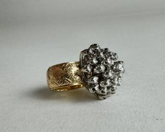 14k gold ring with diamond cluster ring
