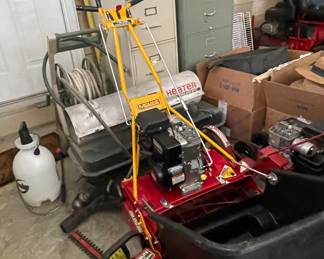 McLane Reel Mower, Reddy Heater Pro 165, four drawer file cabinets...
