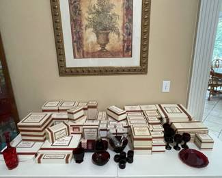 Large collection of Avon Ruby Red "The 1876 Cape Cod Collection"
