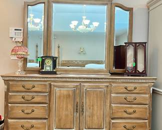Lexington Camden Hall (pecan finish) large dresser with large mirror.