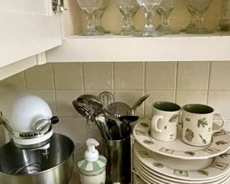 KitchenAid mixer, Portfolio Pfaltzgraff "Naturewood" dishes and water goblets to match!