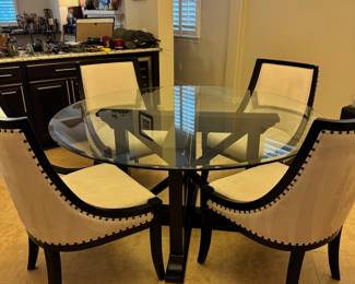 Large Glass Top Dining Table with 4 chairs