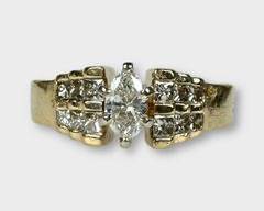Fine 14k Yellow Gold Diamond Engagement Ring. Sz 5.25, sizable