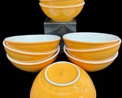 Crate & Barrel Ceramic Mustard Yellow 9x3 bowls set of 12