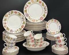 Fine ROYAL WORCESTER Virginia Porcelian China Dinner Plates, Salad Plates, Desert Plates, Tea Cups, Saucers, and Oval Dish