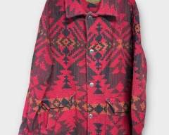WOOLRICH Red/Black Santa Fe Print Wool Blend Jacket. Sz L