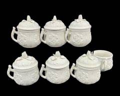 Fine Antique Mottahedah Pot Creme Italian Porcelain Pots Set of 7