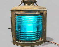 Vintage Brass Starboard Nautical Lantern Electrified