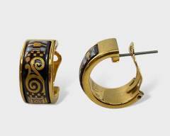 Frey Willie Gold Toned Enamel Pierced Hoop Earrings Costume