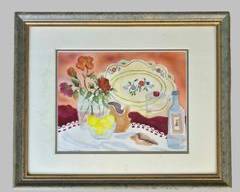 Watercolor Still Life on Paper Gilt Framed