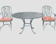 Brown Jordan Aluminum Glass Top Dining Table with 4 Dining Chairs Basket weave Seat Vines & Cattails Back