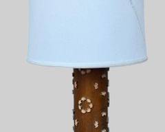 Vintage Textile printing Cylinder Turned Table Lamp with Shade