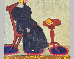 Antique Spare the Rod painting on Thick Wood Board Primitive Folk Art