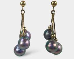14K Black Pearl Earrings