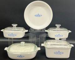 Vintage Corning Ware Pie Plate and Baking Dishes With Lids
