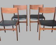 Four Frem Rojle Danish Mid Century Modern MCM Side Chairs - One with Damage