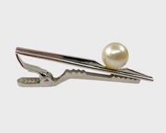 Fine 14K White Gold 8.5mm Pearl Tie Bar