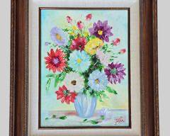 Signed Still Life Floral Oil Painting on Canvas Framed