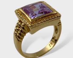 Fine Gilt Sterling Silver Amethyst Ring Size 9