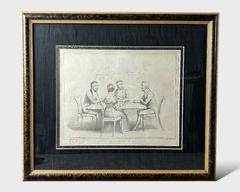 John HB Doyle "Whist" w/ Subscribers Copy Embossing Antique Print High Quality Framing