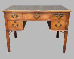 Antique 5 Drawer Leather Top Desk Brass Pulls