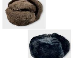 MAD BOMBER Black Dyed Rabbit Fur Russian Hat. Sz XL. Brown Faux Fur Russian Hat.