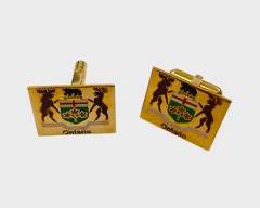 Fine 10K Yellow Gold & Enamel Ontario Canada Cufflinks