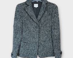 ARMANI COLLEZIONI Black/Grey Boucle Blazer with Micro Sequins. Made in Italy. Sz 2