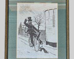 Hans Potrebny Pencil Signed Etching German Chimney Sweeper Framed
