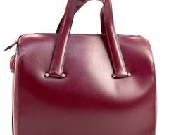 CARTIER Style Bordeaux Wine Red Leather Handbag