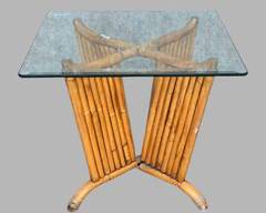 Vintage Bamboo and Rattan Coffee Table Side Table MCM Mid Century Modern Art Deco