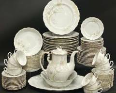Fine Crown Heiden Bavaria Floral China Dinner Plates,Salad Plates, Soup Bowls, Desert Plates, Saucers, Tea Cups, Tea Pot With Lid, and Tray