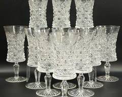 Fine Starburst Cut Crystal Champagne Glasses Set Of Ten