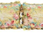 Vintage Aubusson Needle Work Accent Pillow W Roses & Mountains & Wool Tassel Trim Velvet Back