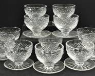Fine WATERFORD Cut Crystal Alana Footed Desert Bowls Set Of Eleven