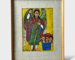 Ethiopian Orthodox Religious Painting Mixed Media/Watercolor Painting in Frame
