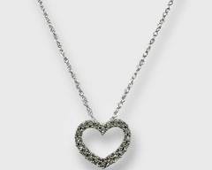 Fine 10k White Gold Diamond Heart Necklace.
