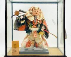 Vintage Japanese Samurai Warrior in Glass Case Traditional Folk Art
