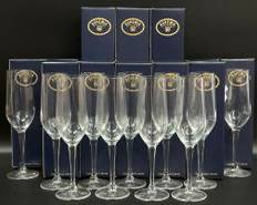 Fine Bohemian Crystal Champagne Flute Glasses With Original Box