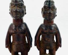 Vintage Hand Carved Hard Wood Pair Of African Figurines