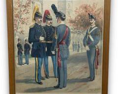 Framed 1885 H.A. Ogden Lithograph Officers Cavalry & Artillery Cadets USMA Full Dress