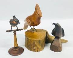 Vintage Hand Carved Wooden Bird Figurines